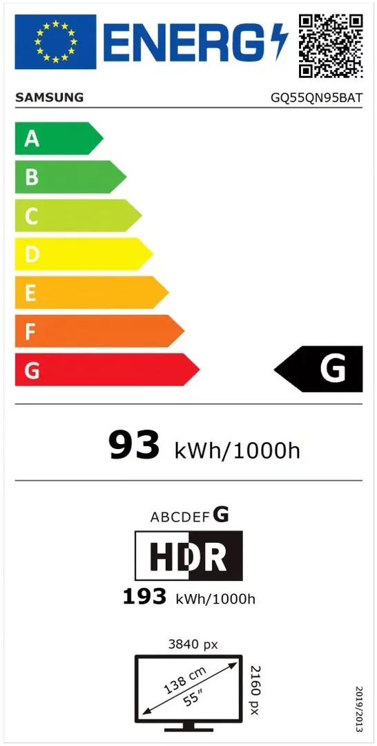 SAMSUNG GQ55QN95BATX  55" 138cm Smart 4K Ultra HD HDR Neo QLED TV with Bixby, Alexa & Google Assistant 